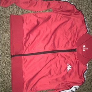 kappa womes cropped Full zip red white jacket